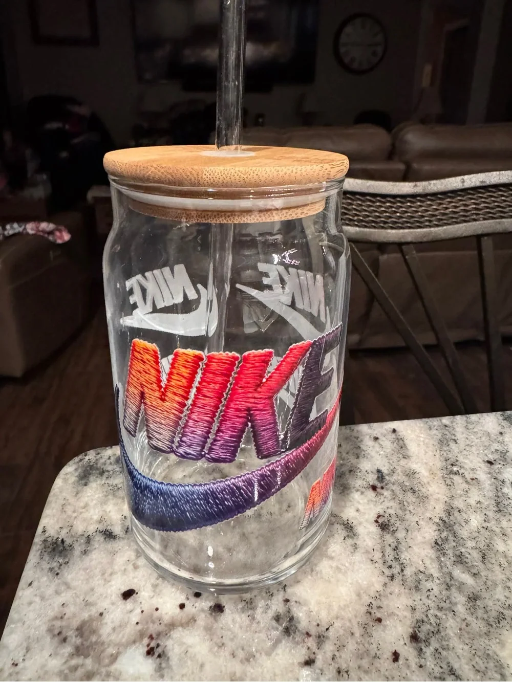Nike branded glass